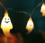  Halloween-i LED-es fényfüzér - szellem - 10 LED - 2 x AA - 1, 35 m (glo-56527)
