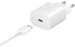  Hálózati töltő adapter, 25W, USB Type-C aljzat, USB Type-C kábellel, PD 3.0, PDO / PPS, gyorstöltés, Samsung, fehér, gyári