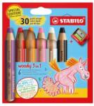 STABILO Creioane STABILO woody 3 în 1 - culoare, apă, ceară (6 buc) Unicorn