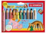 STABILO woody 3 în 1 creioane colorate, apă, ceară (10 buc) Aniversare