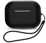 Hurtel Szilikon tok AirPods Pro 2-hez / AirPods Pro 1-hez + csuklópánt pánt - fekete
