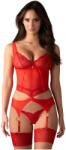 Obsessive - set lenjerie sexy din dantelă transparentă - roșu - L/XL (26331753131)
