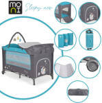 Moni Sleepy összecsukható luxus utazóágy 2 szint+pelenkázó+ játék türkiz