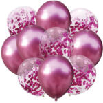 Mezőfi Team Kft Lufi csomag, pink és piros konfettis, 30cm, 10 db/cs