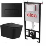 Anahita Construction Set vas WC suspendat Recall, negru mat, Rimless, cu capac Soft Close, rezervor incastrat Alcadrain AM101/1120 si clapeta M578, Anahita (LX1907MBAM101MB)