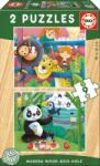 Educa Puzzle din lemn Animale din Zoo Educa 2x9 piese (EDU17616) Puzzle