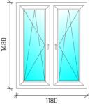  120x150 Tokosztott nyb/nyb műanyag ablak