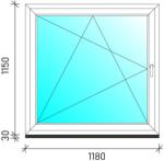  120×120 Bukó-nyíló műanyag ablak