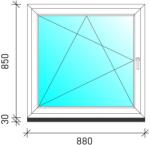  90×90 Bukó-nyíló műanyag ablak