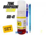 Alphachem Set Cerneala Compatibila Canon GI41 (1x70ml Yellow, 8000pagini un-box) + Pix CNX cu gel si Pix cu mecanism