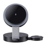 USAMS asztali töltő 3in1 (15W, wireless, gyorstöltő, Airpods, Apple Watch töltő) FEKETE Apple Watch Series 5 44mm, Watch Series 5 40mm, Watch Series 4 44mm (CD234WXC01)