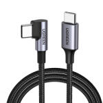 UGREEN US255 50122 USB-C (egyenes)/USB-C (szögletes) PD QC kábel 60W 3A 0.5m, szürke