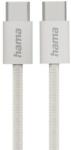 Hama Кабел за зареждане "Fabric", USB-C - USB-C, 1 m, Nylon, сив (HAMA-201728) - megamag