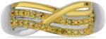 Sárga és Fehér Arannyal Bevont Ezüst Gyűrű Sárga Gyémánttal, Y56125/57