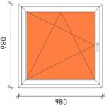  100x100 Bukó-nyíló műanyag ablak 3 rétegű üveggel