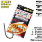 SASAME Chinu lapkás pontyozó, előkötött horog - 80cm - Nickel - 10db/csomag - 8-as 0, 16mm zsinórral