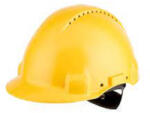 3M G3000NUV-GUsárga sisak, szellőző, racsnis fejpánt, műanyag izzadság