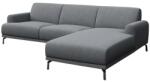 MESONICA Világosszürke sarokszövet kanapé MESONICA Puzo 240 cm, jobb oldali fekete talppal (MESONICA-PUZO-12N-4R)