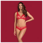 Obsessive 853- Set- 3 Piros csipke melltartó és tanga szett