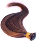 HairExtensionShop Keratinos I-TIP Emberi Póthaj Mikró Gyűrűzéshez Piano Balayage Barna Árnyalat 60cm (4/8 Pian) (RIT60-4-8)