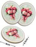  Nyomtatott dekorkarton - Macaron csokor ovál tábla 3db/cs