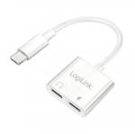LogiLink USB-C adapter PD töltőporttal, 2x USB-C, max. 60 W, fehér (UA0433) (UA0433)