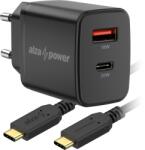 AlzaPower A101CA Fast Charge 20 W fekete + Core USB-C 2.0, 60 W, 1 m, fekete (APW-CCA101-CBTC1010B)