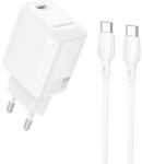 BOROFONE fali töltő BN26 Fuente - Type C - PD 20W Type C to Type C kábellel fehér