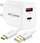AlzaPower Compact A530 20W Fehér + Core USB-C 2.0 1m - fehér (APW-CCA101-CBTC2210W)