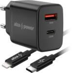 AlzaPower Compact A530 20W Fekete + Core Lightning MFi 1m - fekete (APW-CCA101-CBMFI9411B)
