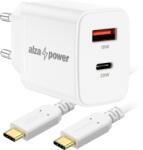 AlzaPower A101CA Fast Charge 20 W fehér + Core USB-C 2.0 60 W, 1 m, fehér (APW-CCA101-CBTC1010W)