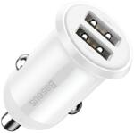 Baseus GRAIN PRO autós töltő 2 USB aljzat (24W, gyorstöltő) FEHÉR