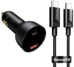 Baseus SUPERME autós töltő USB+Type-C aljzat (100W, PD gyorstöltő 3.0, LED kijelző + Type-C kábel) FEKETE - notebook