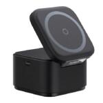 Baseus asztali töltő 2in1 (20W, wireless, Apple Airpods + csévélhető Type-C tápkábel) FEKETE