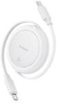 Baseus FREE2PULL MINI adatkábel (Type-C - Type-C, 60W, PD gyorstöltő, 100cm, csévélhető) FEHÉR