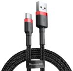 Baseus CAFULE adatkábel (USB - Type-C, 3A, PD gyorstöltő 3.0, 50cm, cipőfűző) PIROS/FEKETE