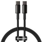 Baseus TUNGSTEN GOLD adatkábel (Type-C - Type-C, 100W, PD gyorstöltő, 100cm, törésgátló) FEKETE