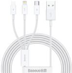 Baseus töltőkábel 3in1 (USB - lightning/microUSB/Type-C, gyorstöltő, 150cm) FEHÉR