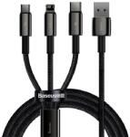 Baseus töltőkábel 3in1 (USB - lightning/Type-C/microUSB, gyorstöltő, 150cm, törésgátló) FEKETE