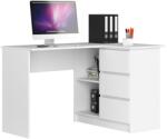 AKORD Sarokasztal B16 124 cm Jobboldali 3 Fiókos Fehér Laminalt Lemez, Összeszerelhető Bútorokkal, Matt Felület, 2 Polcos, ABS Szegélyezés, Modern Design (IP0P3SBIA001) - pepita - 62 250 Ft