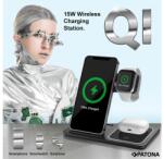 PATONA 3in1 QI Vezeték nélküli Töltő Okostelefonhoz, iPhone-hoz, Okosórához és AirPods-hoz (PT-2588)
