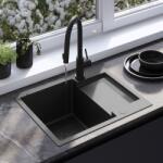 Rea Paul, 1 rekeszes acél mosogató 600x480x185 mm, fekete matt, ZLE-06011 (ZLE-06011)