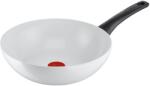 Tefal Ceramic Control Wok Induction 28 cm, etansare ceramica sigura, semnal termic la temperatura ideala de prajire, curatare usoara, potrivita pentru toate tipurile de sobe, alb, C41719 (C41719)