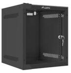 Lanberg 10" fali rack szekrény 6U/280X310, üvegajtó, lapraszerelt, fekete (WF10-2306-10B) - pcland