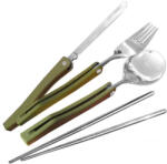 TifanTEX Tacâmuri turistice din inox (Tacâmuri pliabile pentru camping) (4123E6)