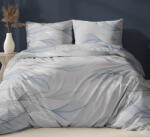  Flanel 3 részes ágynemű huzat szett - 140x200 cm / szürke - kék levél mintás