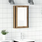vidaXL kézműves tölgy szerelt fa tükrös fürdőszobaszekrény 42x12x60 cm (862230)