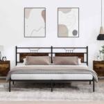 vidaXL füstös tölgy színű szerelt fa ágykeret matrac nélkül 200x200 cm (4106750) - vidaxl