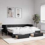vidaXL fekete kihúzható szövet heverő fiókokkal 80 x 200 cm (3196611)