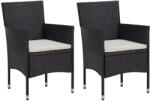 vidaXL 2 db fekete polyrattan kerti étkezőszék (318495)